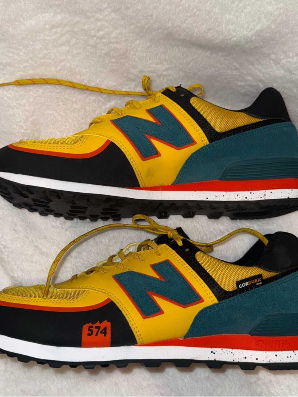 New Balance Men's Sneaker in Yellow with Teal & Black Accents - Picture 3 of 5